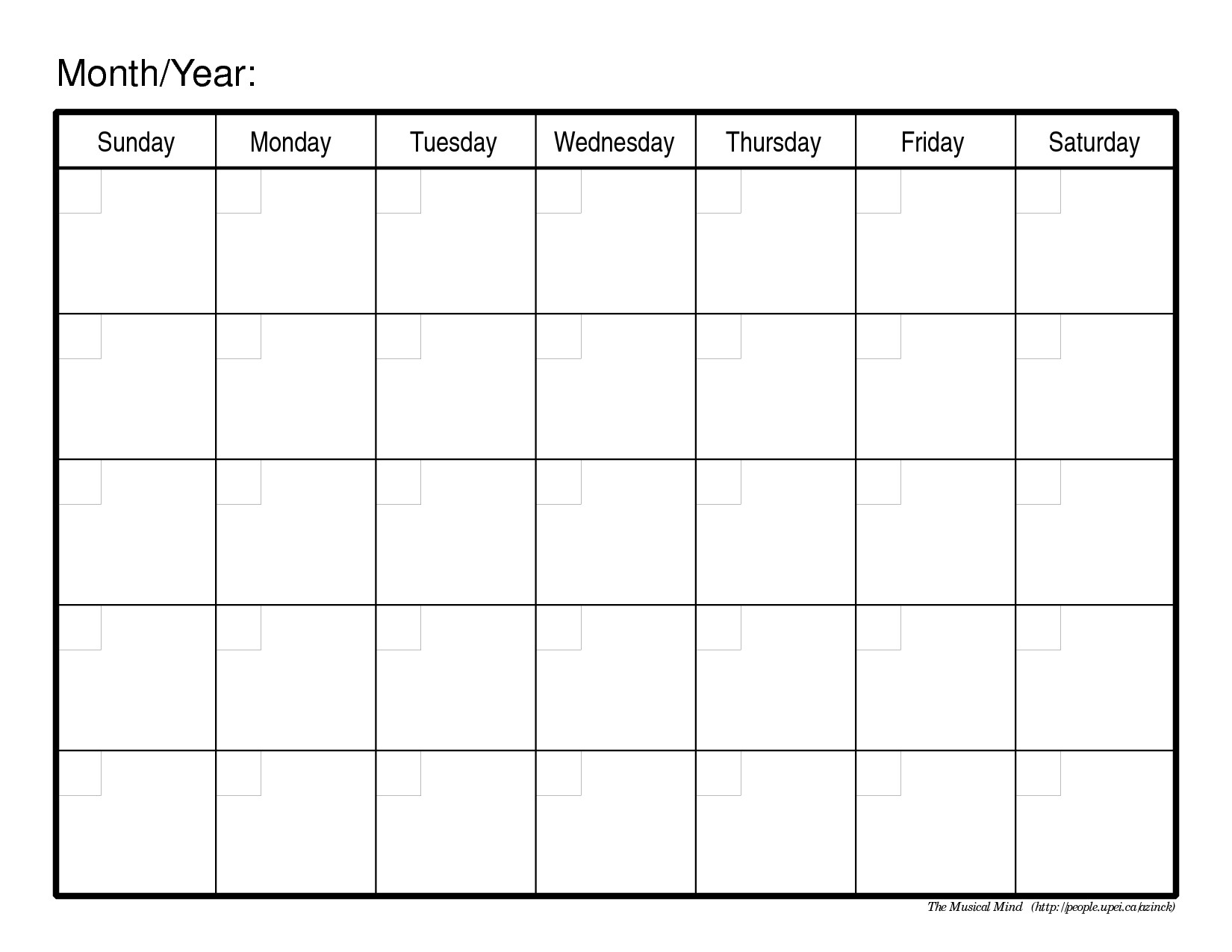 Monthly Calendar Template Organizing