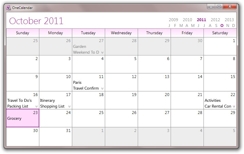 Calendar view power toy for eNote 2010 – eNote Testing