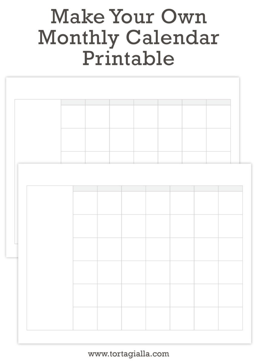 Make Your Own Monthly Calendar Printable tortagialla