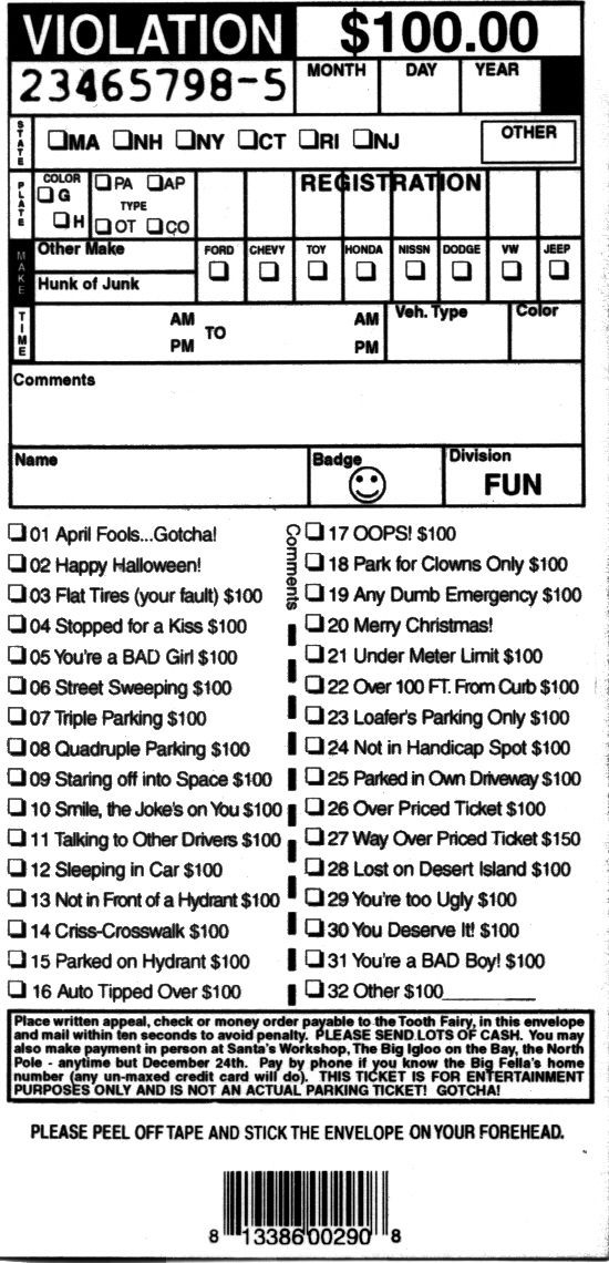 fake parking tickets printable