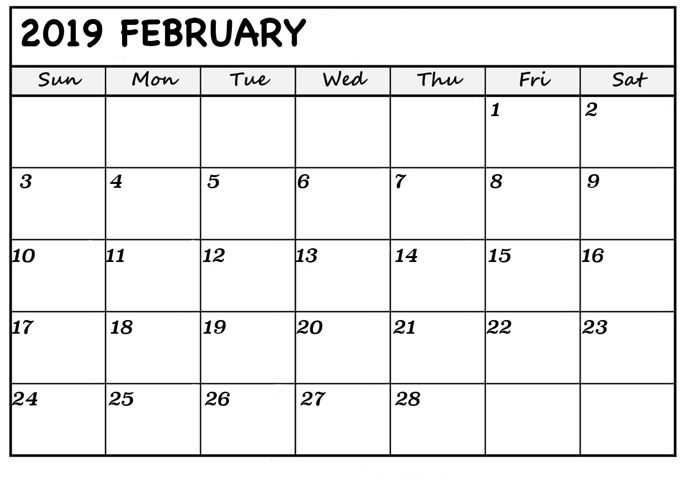 Printable February 2019 Calendar Fresh Calendars