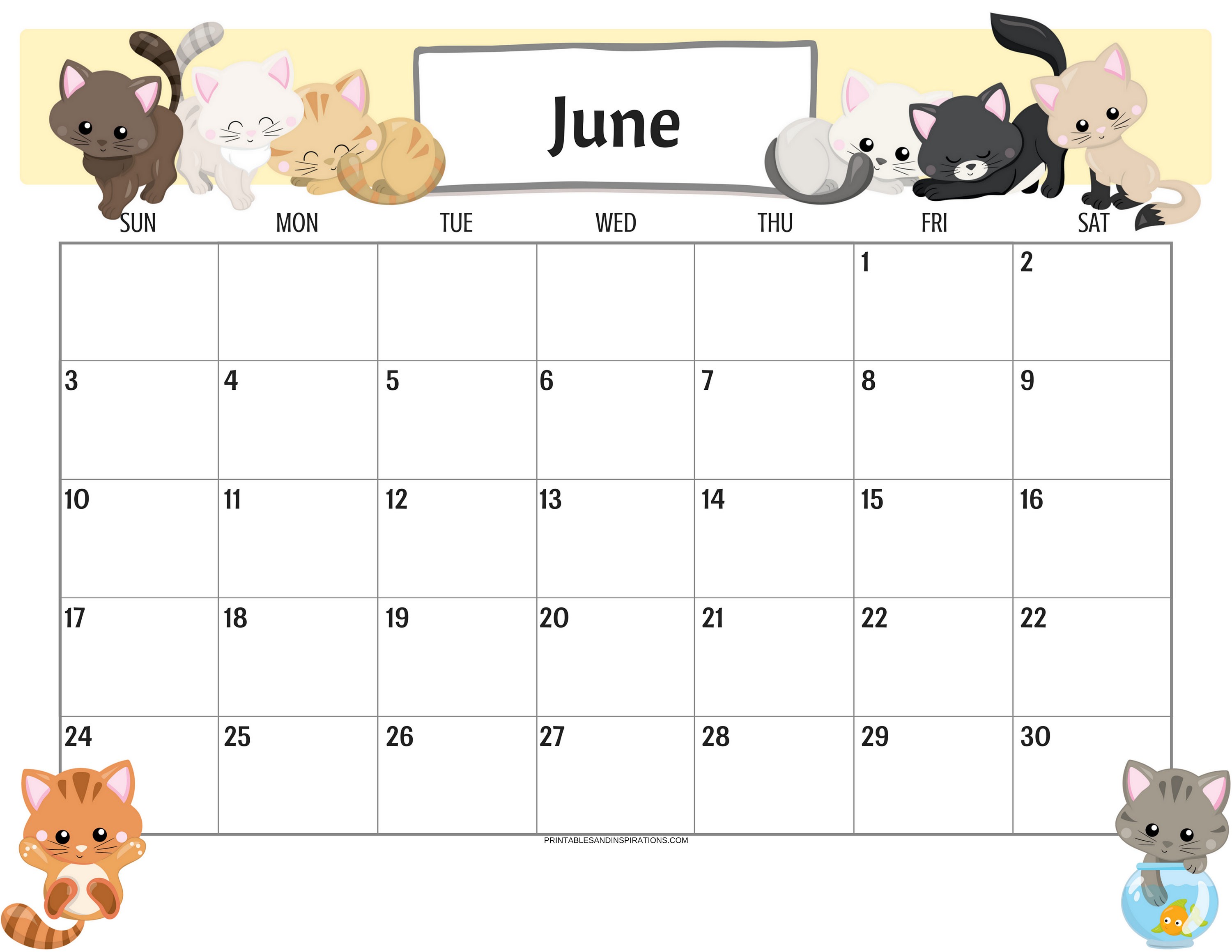 Cute Cats 2019 Calendar Printable Planner PDF with Free