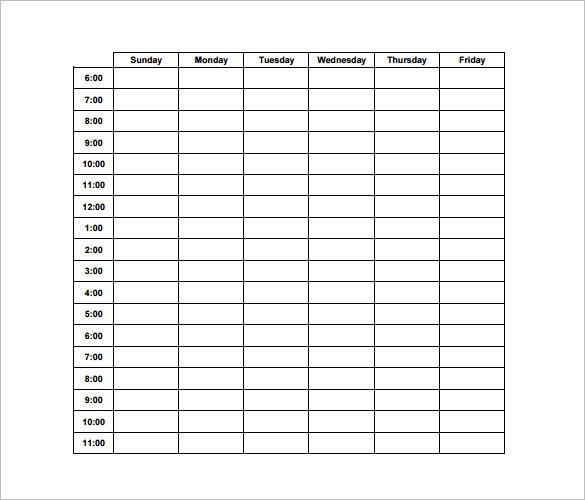 Hourly Schedule Template 10 Free Sample Example Format