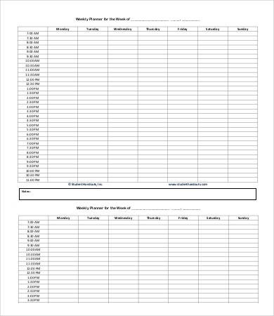 Printable Hourly Schedule Template 14 Free Word Excel