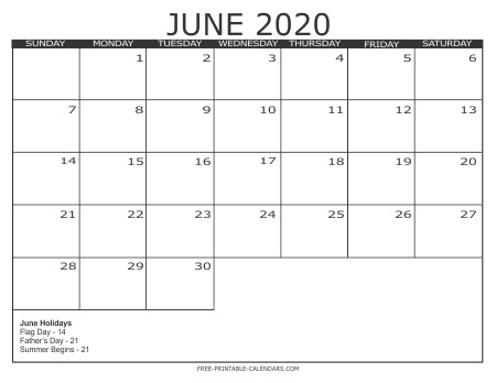 2020 Calendar Style 3 Free Printable Calendars