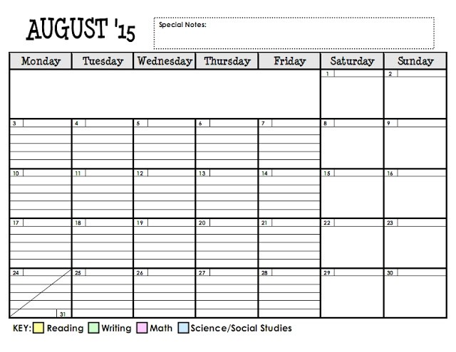 Lesson Plan Series The Planning Calendar Teaching