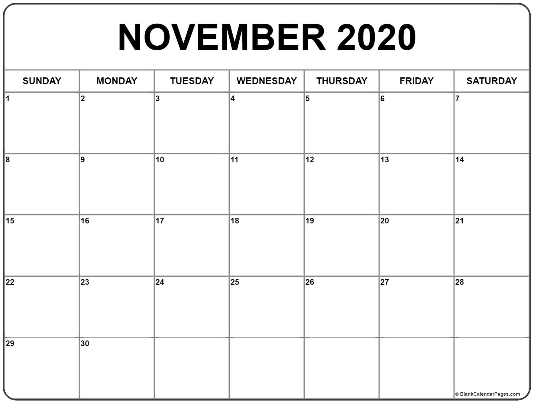 November 2020 calendar