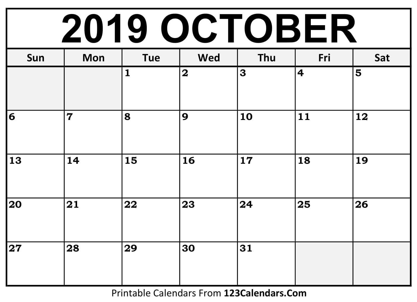 Printable October 2018 Calendar Templates 123Calendars