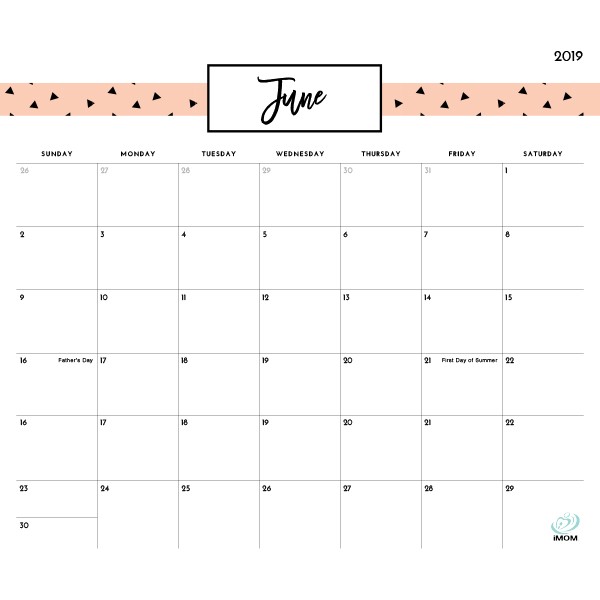 Pretty Patterns 2019 Printable Calendar iMom