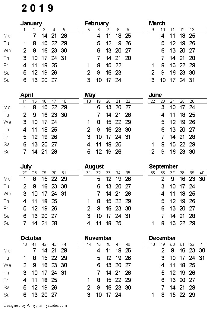 Free Printable Calendars and Planners 2019 2020 2021