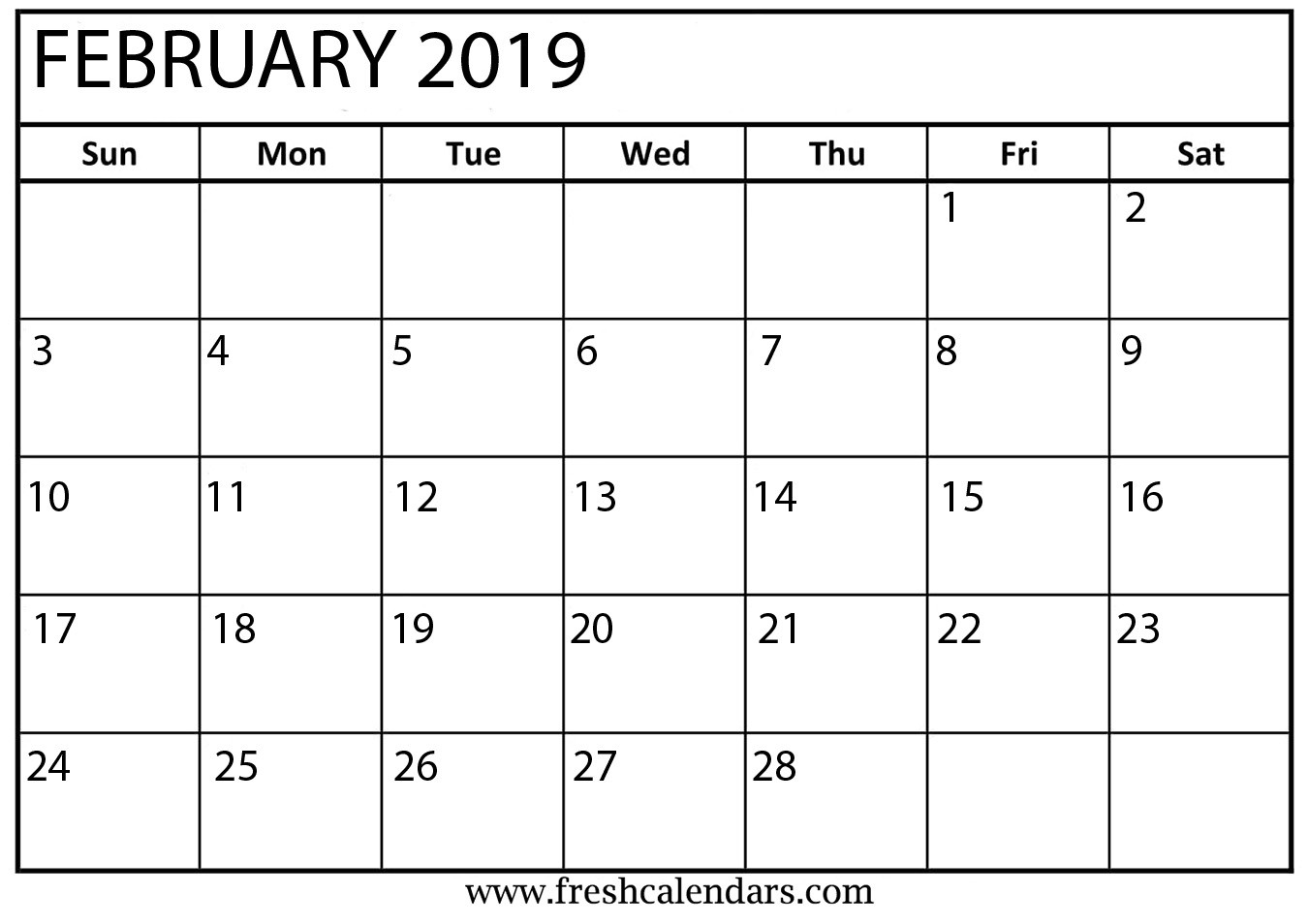 Printable February 2019 Calendar Fresh Calendars