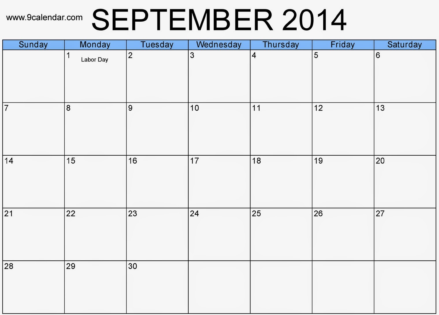 Free Printable Calendar 2018 Download September 2014 calendar