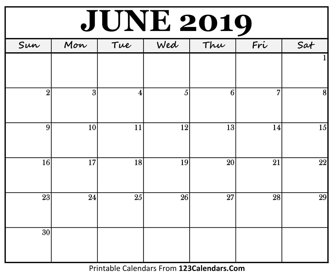 Printable June 2019 Calendar Templates 123Calendars