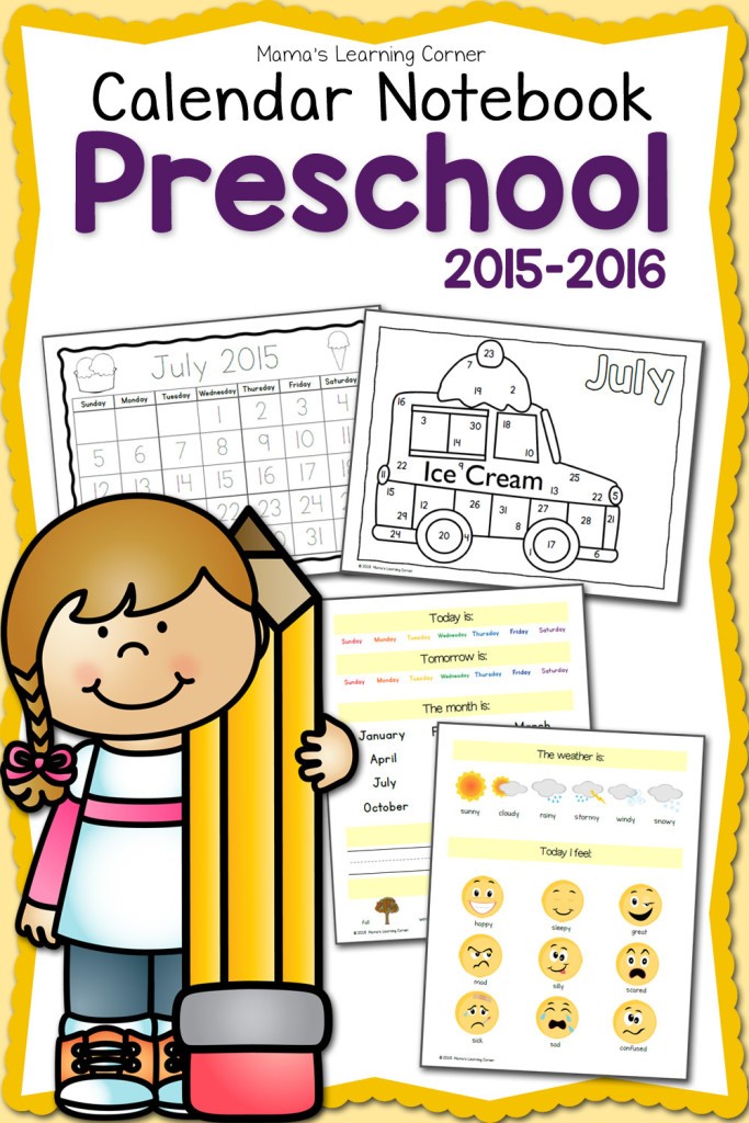 Free Printable 2015 2016 Preschool Calendar Notebook