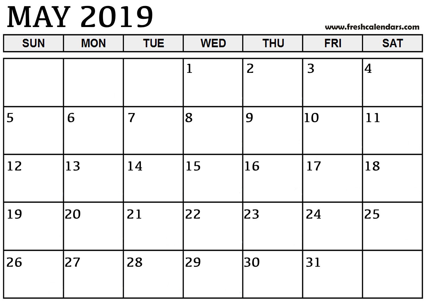15 Best May 2019 Calendar Printable Templates