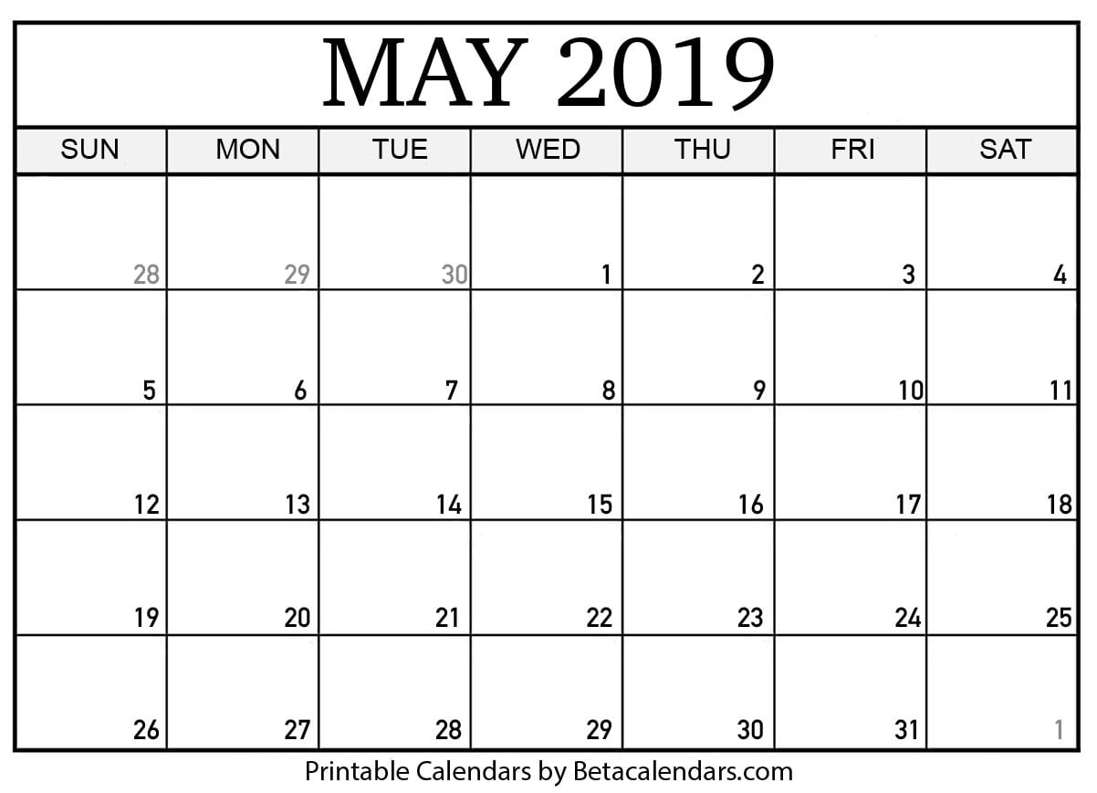 May 2019 Calendar Beta Calendars