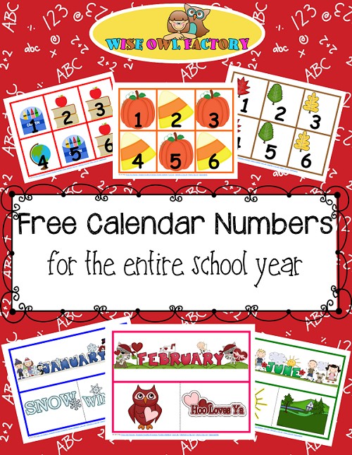Full Year of Calendar Numbers Printable Free PDFs