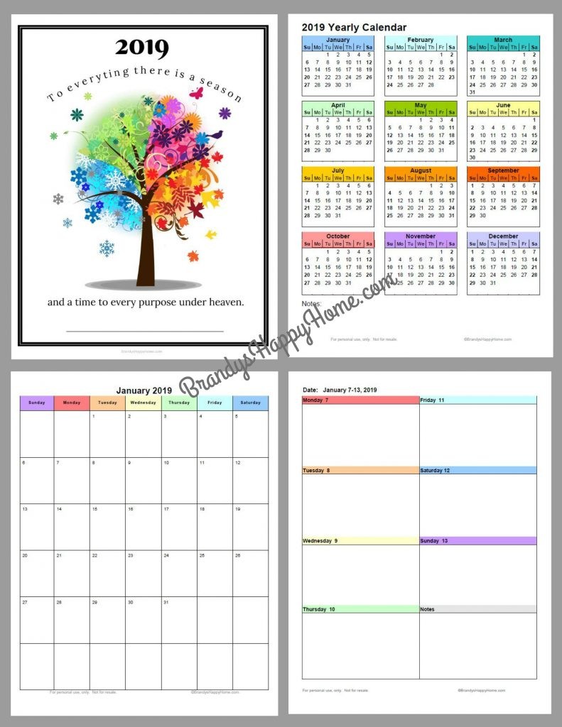 FREE 2019 DIY Calendar Planner Printables