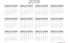 2019 Yearly Printable Calendar 2019 Printable Calendars [monthly with Holidays Yearly