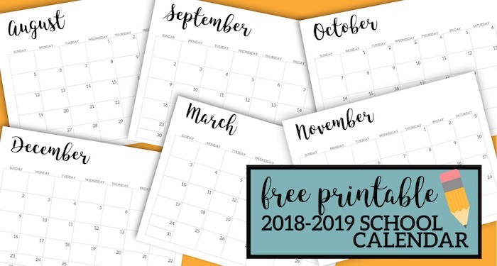 2018 2019 Printable School Calendar Paper Trail Design