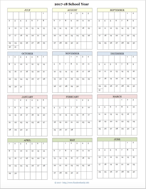 Free printable academic calendar for 2017 2018 school year