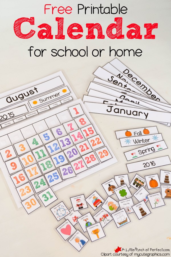 FREE Printable School Calendar