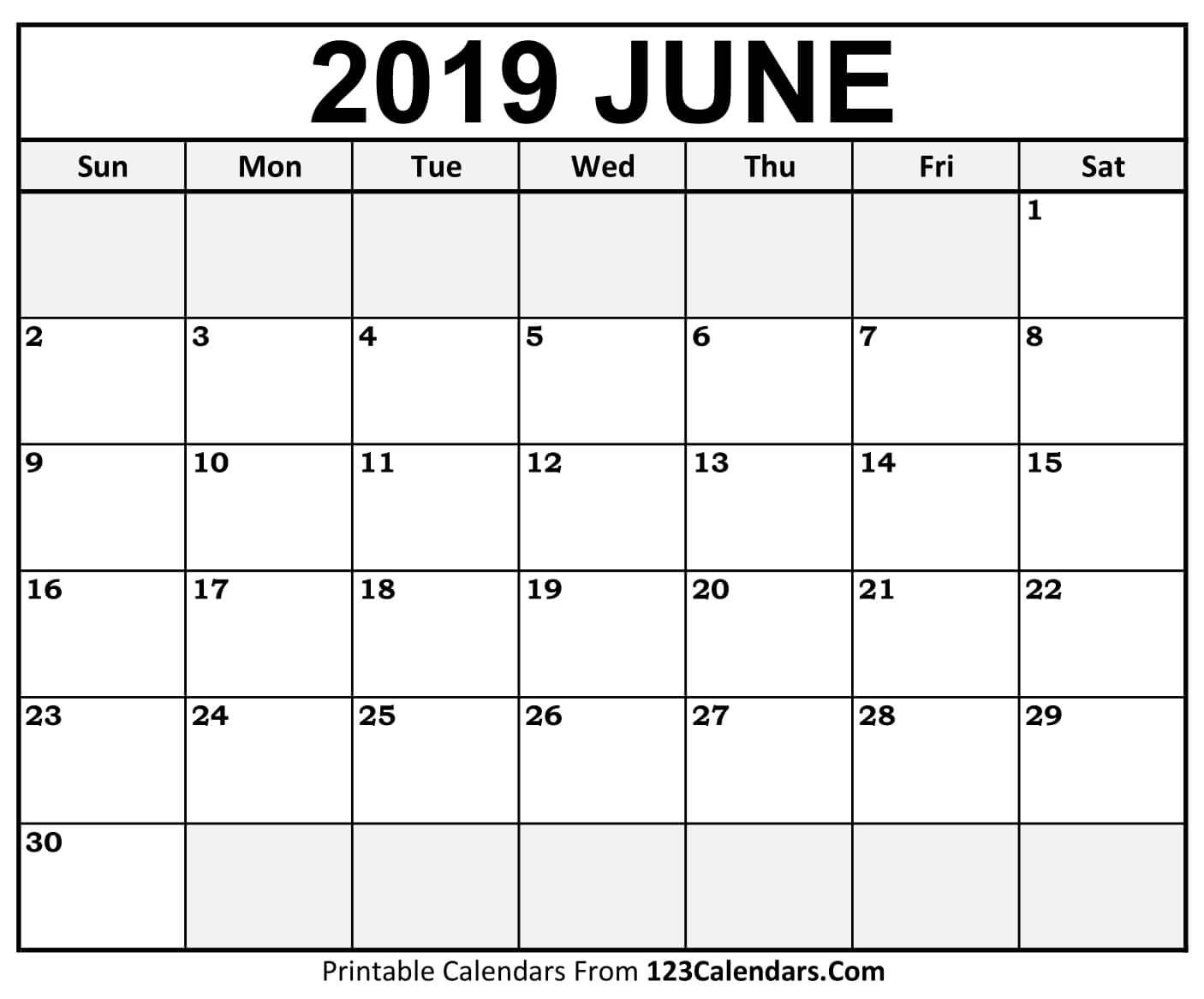 Free Printable 2019 Monthly Calendar with Holidays Word
