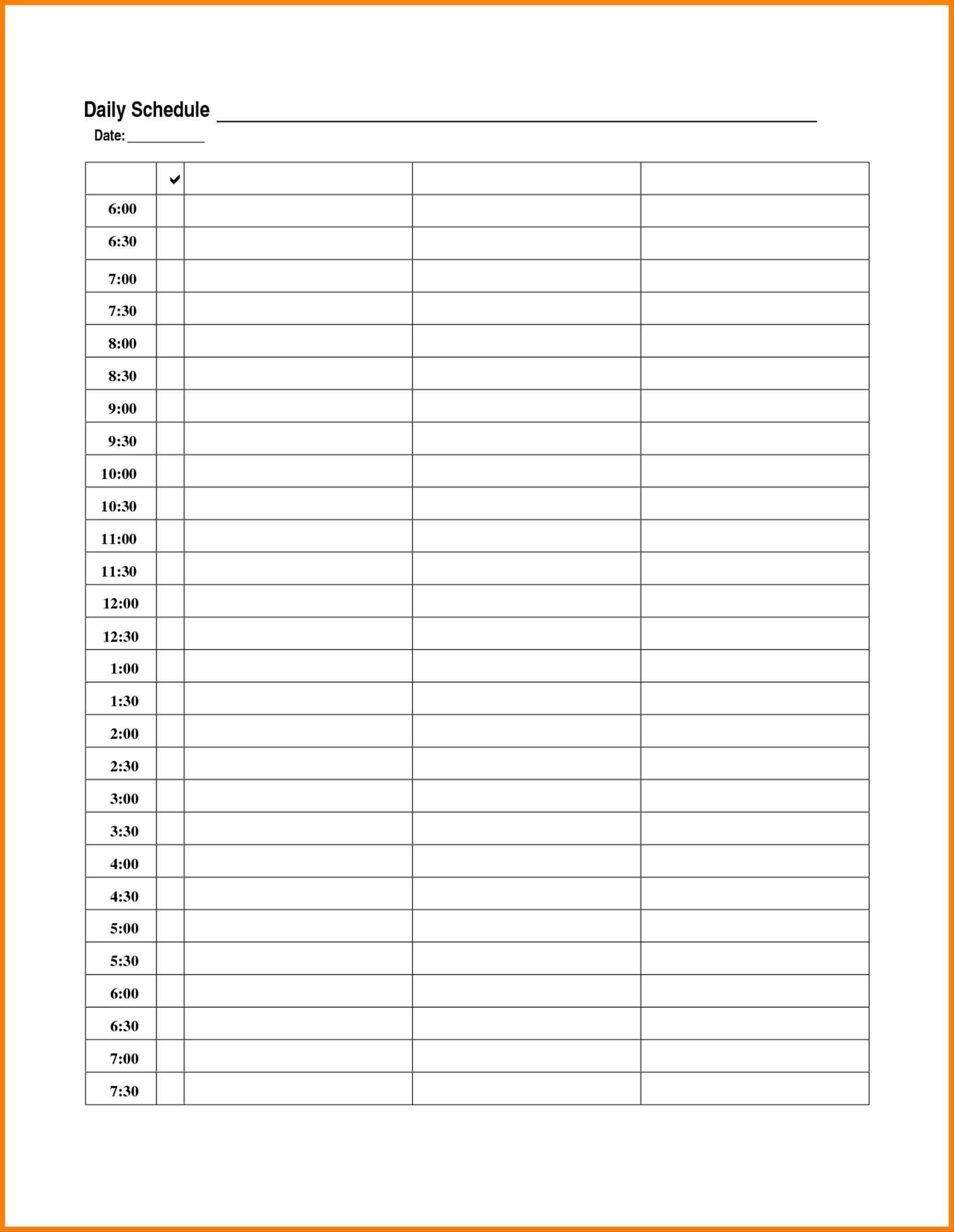 Daily Calendar Excel Template Free Printable