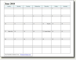 June 2018 Printable Calendar Print as many as you want