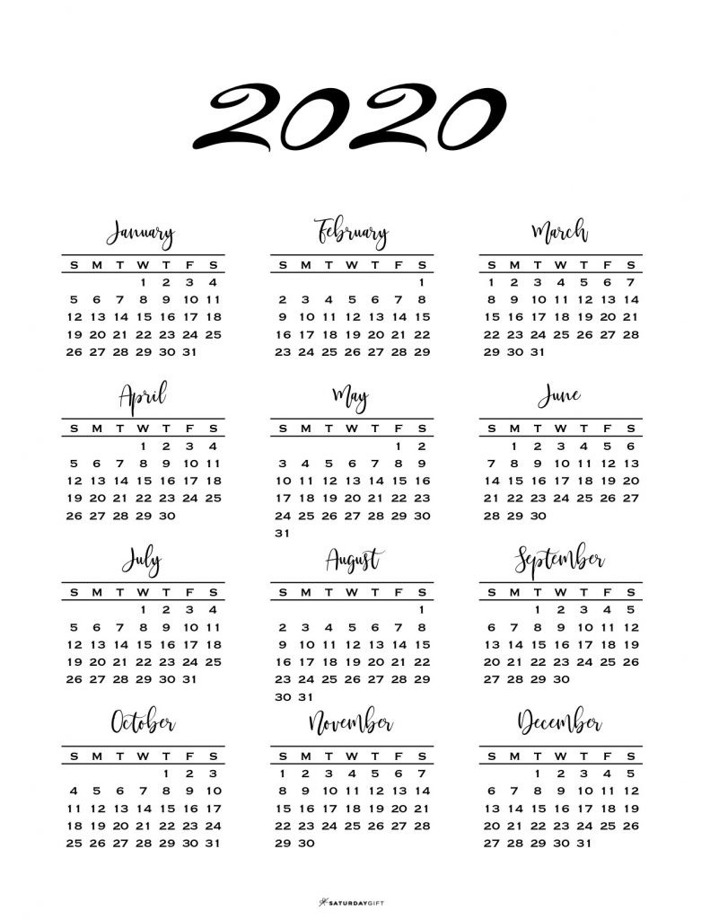 Minimal e Page Calendar for 2019 & 2020 Free Printables