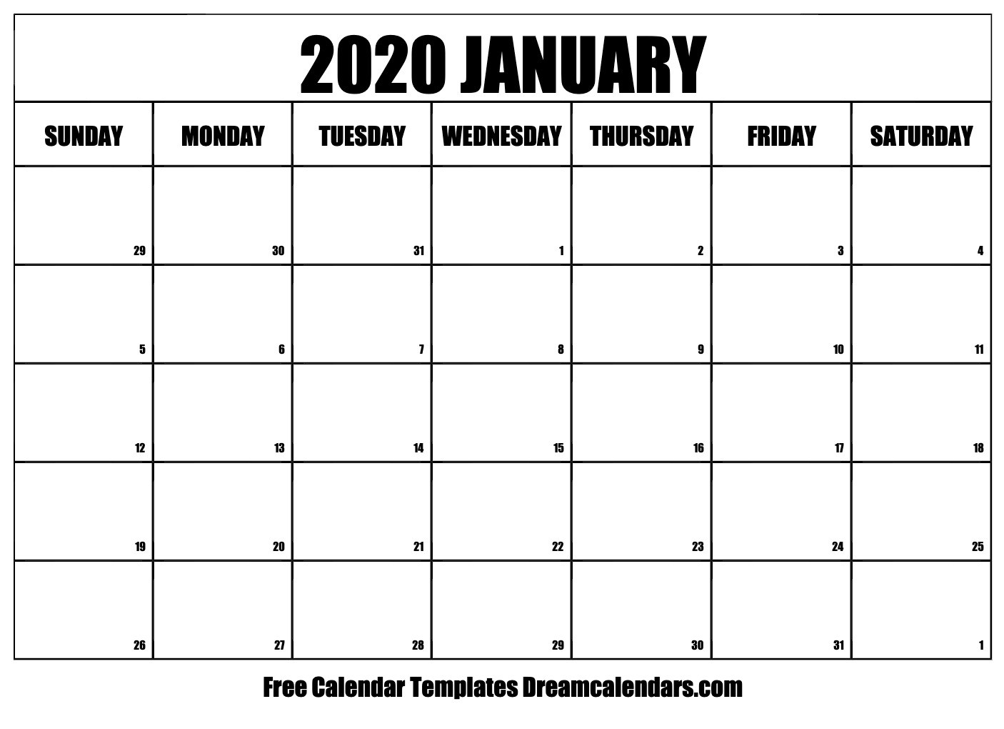 January 2020 Printable Calendar