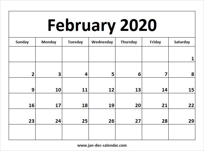 February 2020 Calendar January December Calendar
