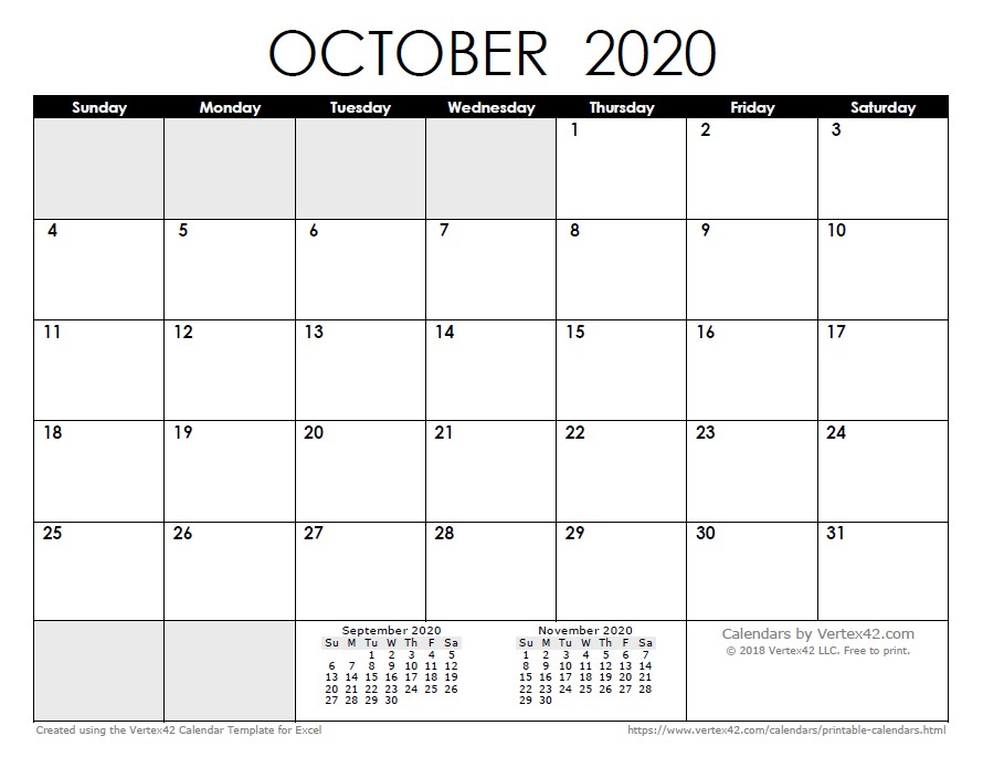 2020 Calendar Templates and