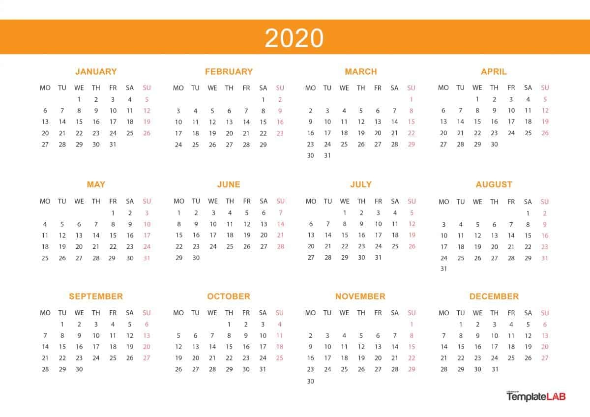 2020 Printable Calendars [Monthly with Holidays Yearly