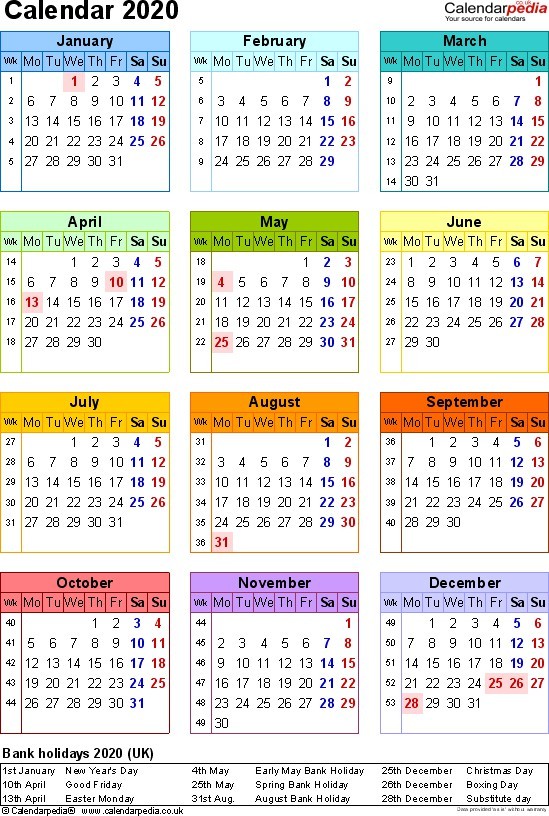 Best 2020 Calendar Printable e Page Calendar 2019