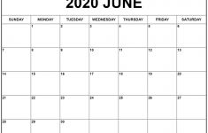 Printable June Calendar 2020 June 2020 Calendar