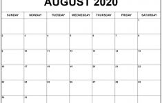 August 2020 Calendar Printable August 2020 Calendar