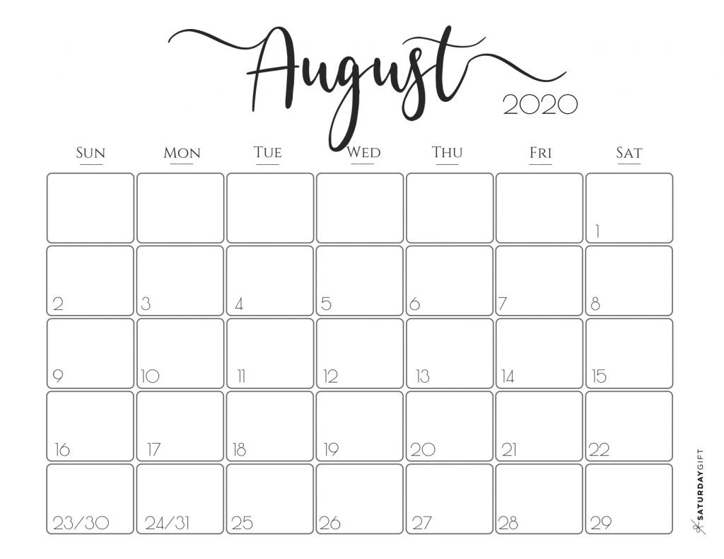 Elegant 2020 Calendar Free Printables
