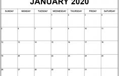 Calendar Jan 2020 Printable January 2020 Calendar