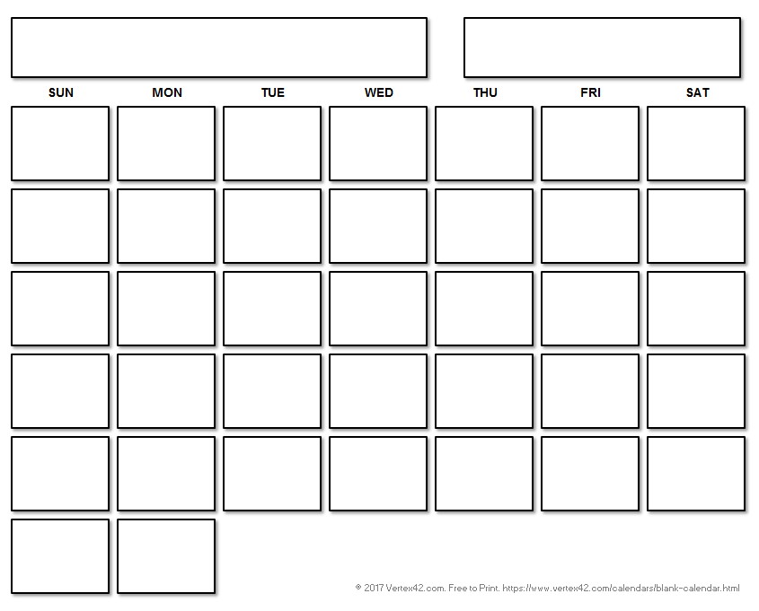Printable Blank Calendar with a Floating Grid