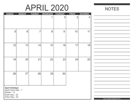 2020 Calendar Templates Free Printable Calendars