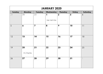 Printable 2020 Monthly Calendar Templates CalendarLabs