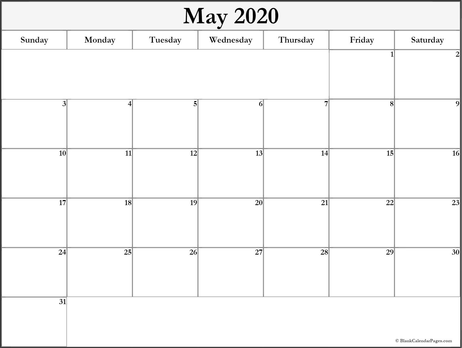 May 2020 blank calendar collection