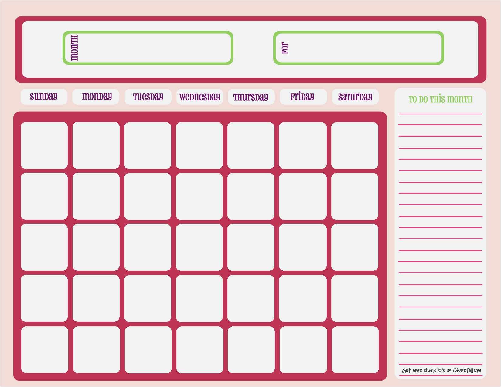 Free Collection 40 Fillable Calendar Template Model