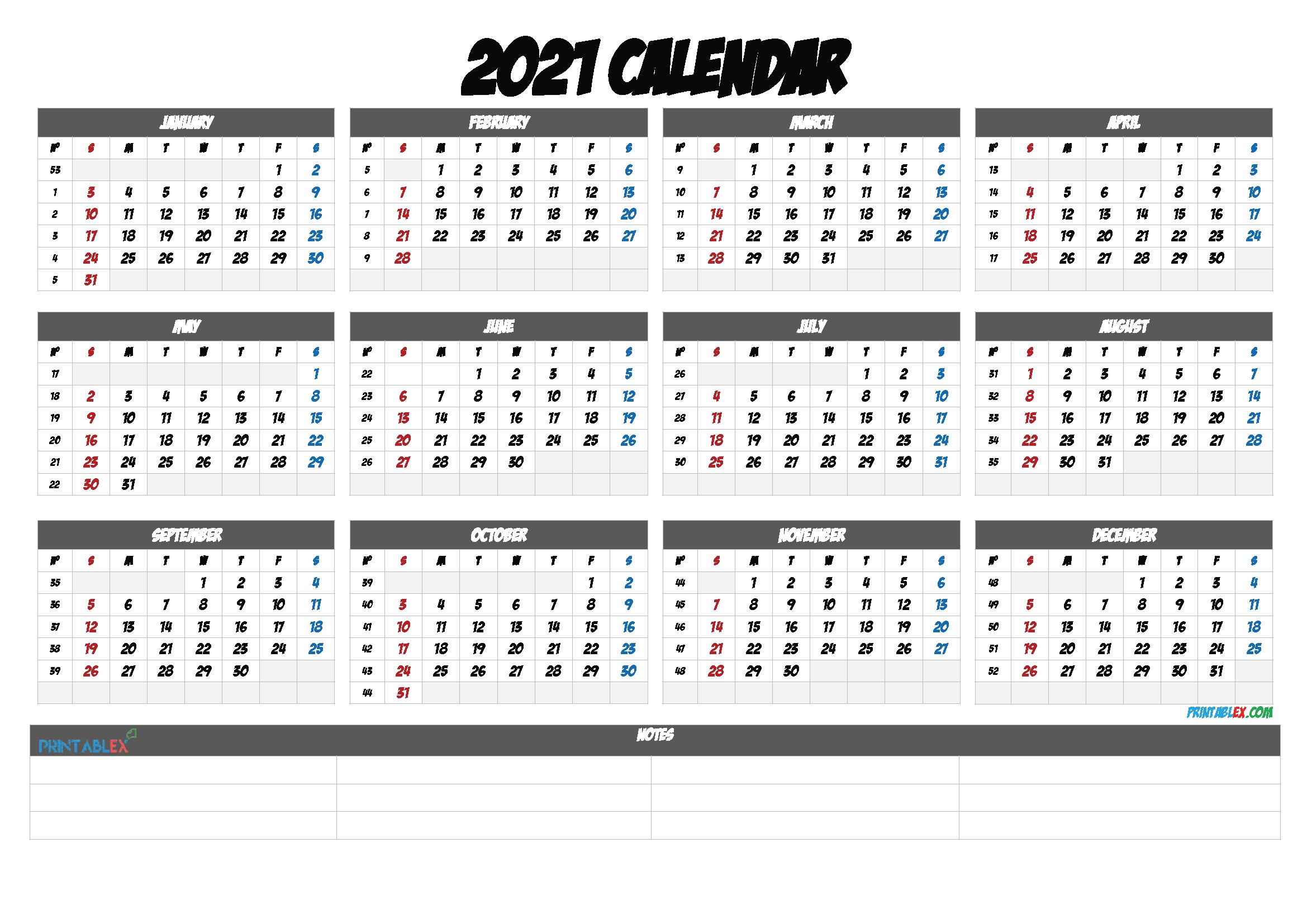 2021 Yearly Calendar Template Word – 21ytw122 in 2020