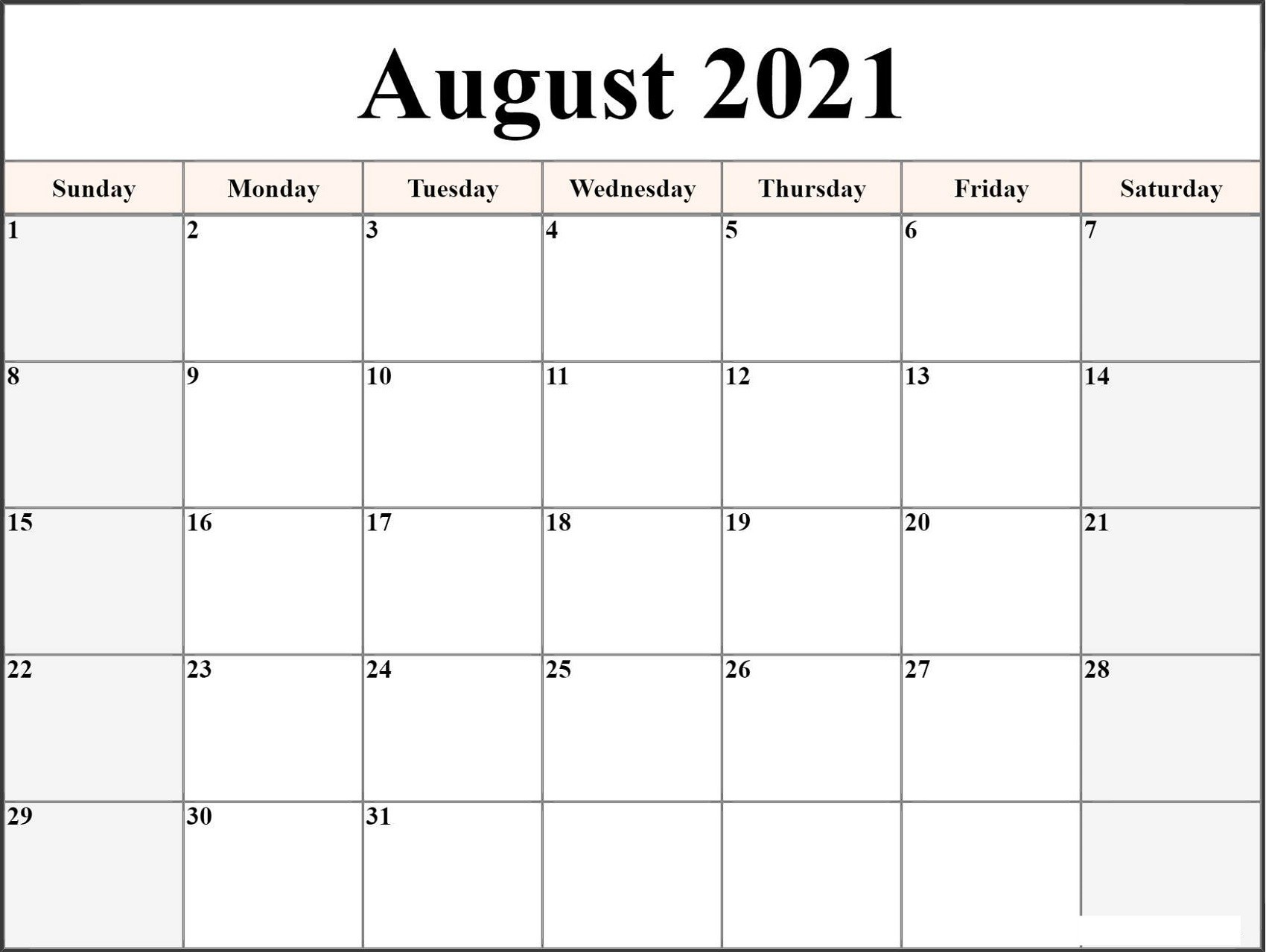 Microsoft Word Calendar Template 2021 Monthly