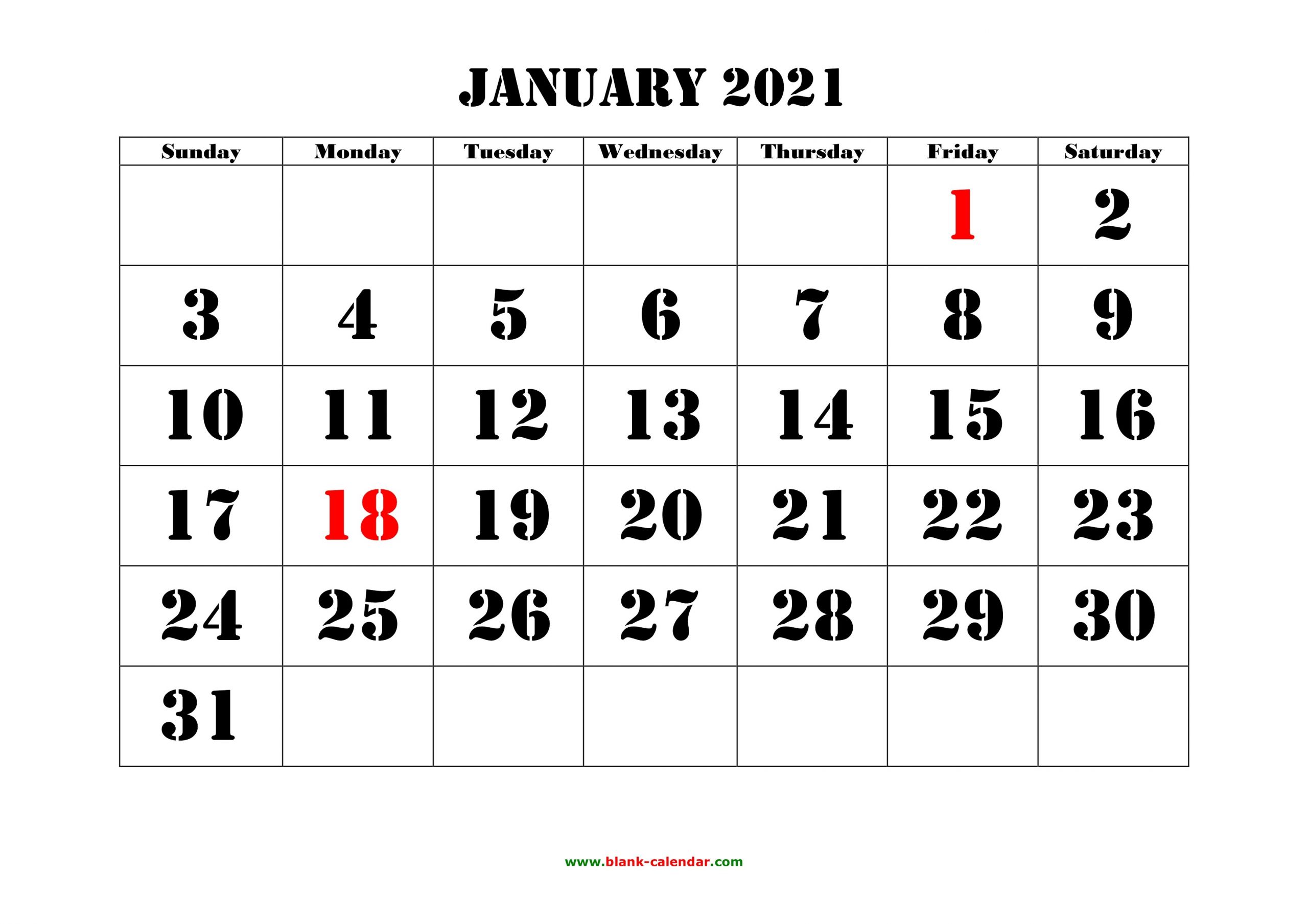 Printable Calendar 2021