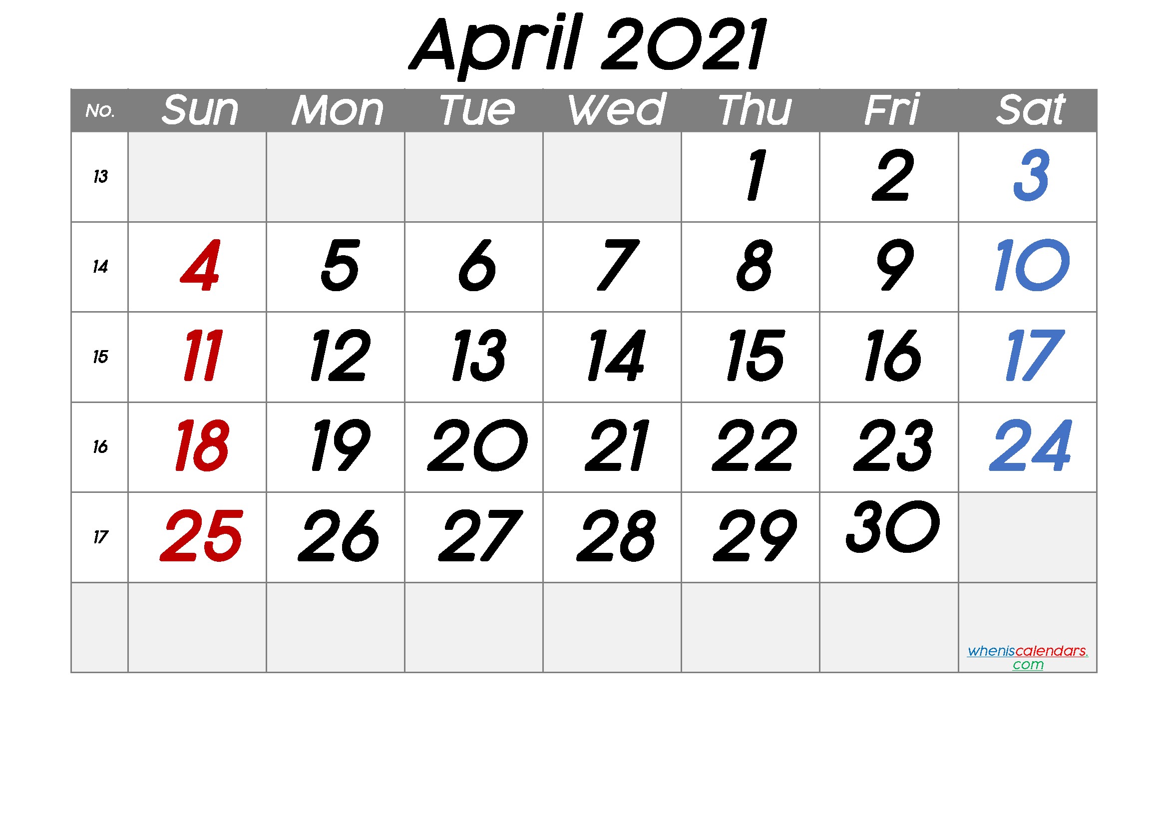 Free Printable April 2021 Calendar Premium in 2020
