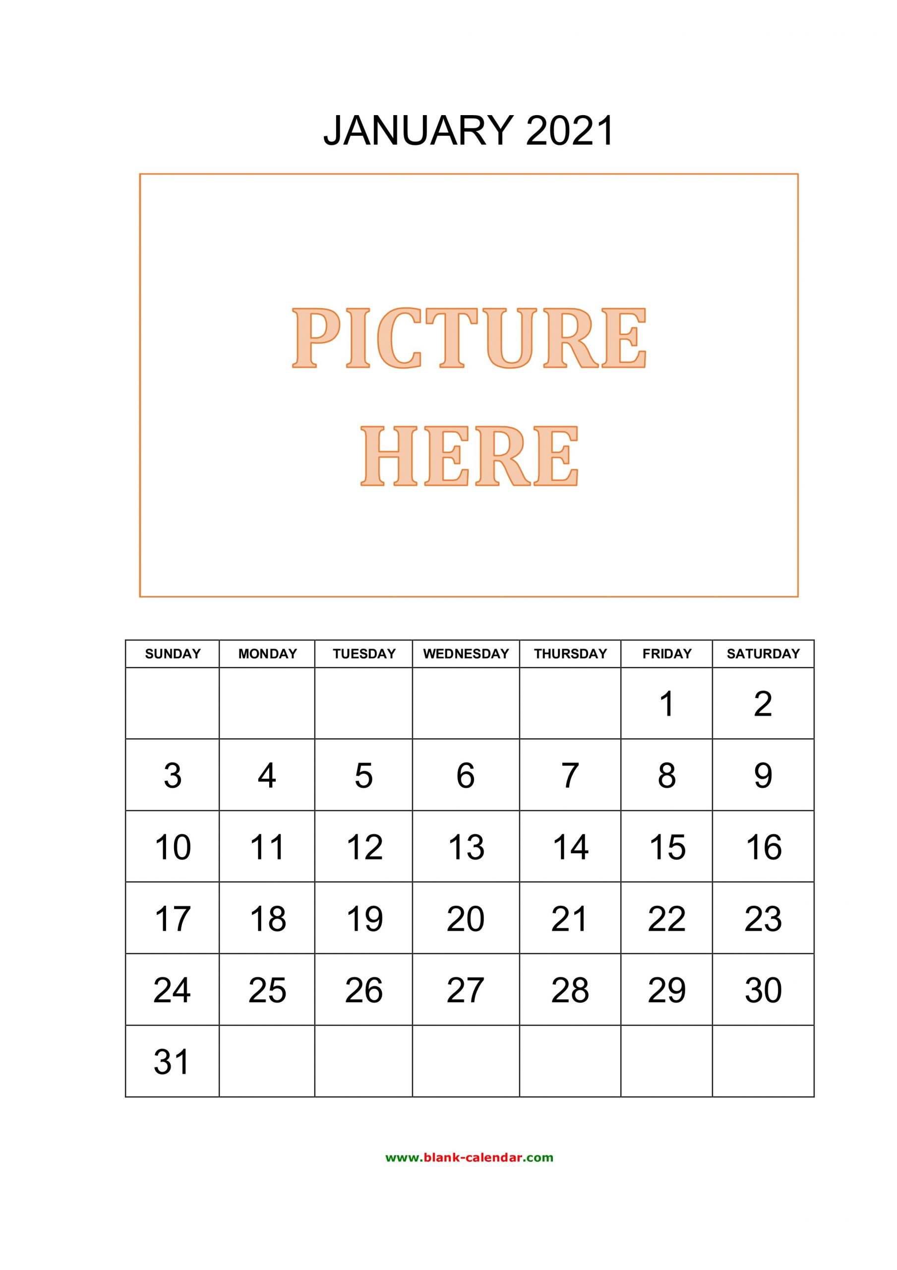 Free Download Printable January 2021 Calendar pictures can