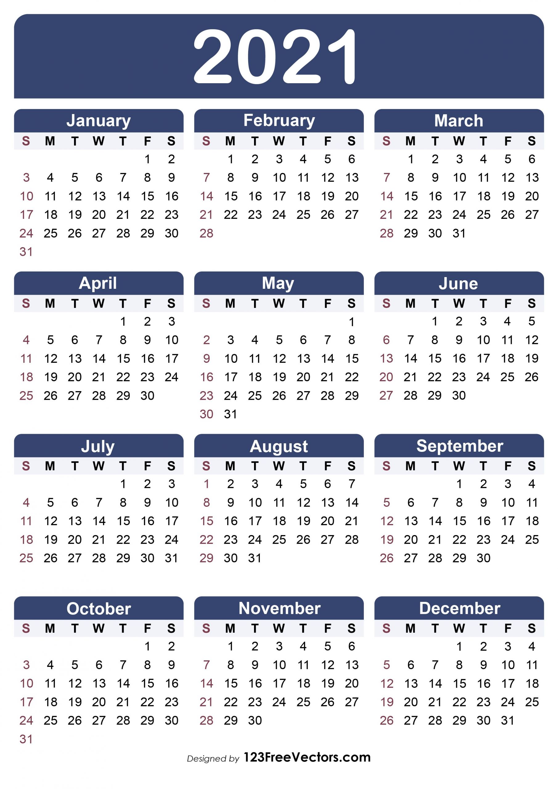 Free Free Printable Calendar 2021